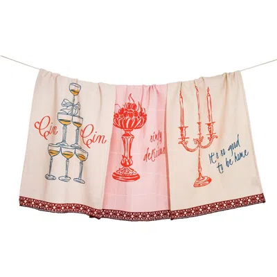Tiramisu Vintage Celebration Kitchen Towel Set In Multi