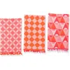 Tiramisu Bright Geometric Pom-pom Towel Set In Orange
