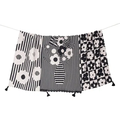 Tiramisu 3-piece Kitchen Towel Set In Black