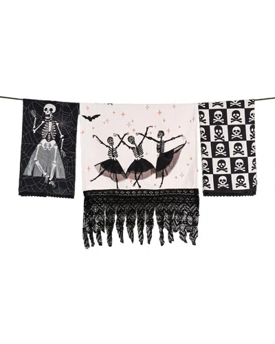Tiramisu 3pc Elegantly Eerie Artisan Kitchen Tea Towel Set In Multi