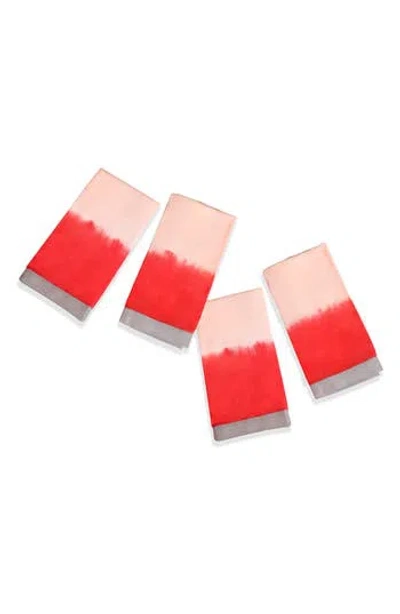 Tiramisu 4-pack Tropical Sunrise Napkins In Red
