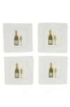 Tiramisu Vino Vista Elegant Embroidered Cocktail Napkins In Green/gold