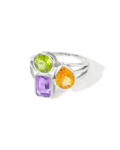 Tiramisu 925 Sterling Silver 3.20 Cts. Amethyst Trio Ring