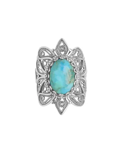 Tiramisu .925 Sterling Silver 4.57 Ct. Tw. Blue Mohave Turquoise Ring In Metallic