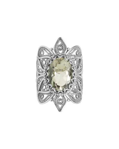 Tiramisu .925 Sterling Silver 5.47 Ct. Tw. Green Amethyst Ring In Metallic