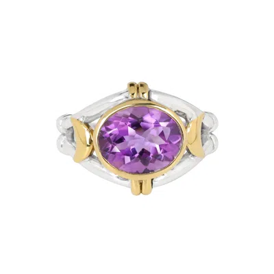 Tiramisu 925 Sterling Silver Amethyst Solitaire Rings In Purple