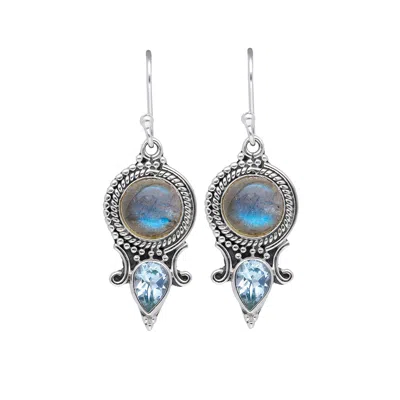 Tiramisu 925 Sterling Silver Labradorite Gemstone Earwire Earring