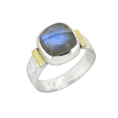 Tiramisu 925 Sterling Silver Labradorite Gemstone Ring In Blue