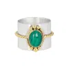 Tiramisu 925 Sterling Silver Malachite Statement Rings