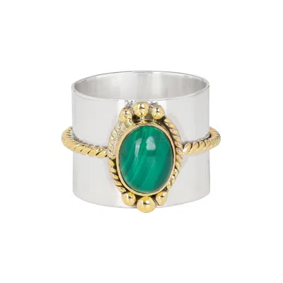 Tiramisu 925 Sterling Silver Malachite Statement Rings In Green
