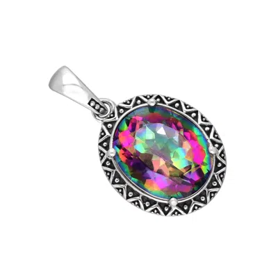 Tiramisu 925 Sterling Silver Mystic Quartz Gemstone Pendant In Multi