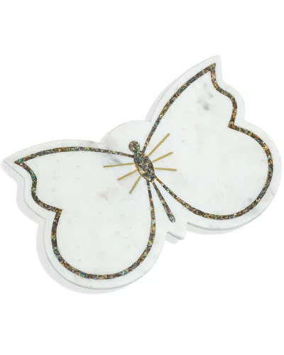 Tiramisu Abalone Butterfly Marble Platter In White