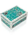 Tiramisu Aegean Crackle Mosaic Decorative Box In Green