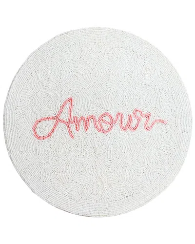 Tiramisu Amour Scripted Beaded Placemat In White
