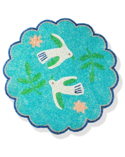 Tiramisu Aqua Serenity Beaded Placemat In Blue