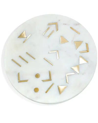 Tiramisu Aristocrat Geometric Marble Platter In White