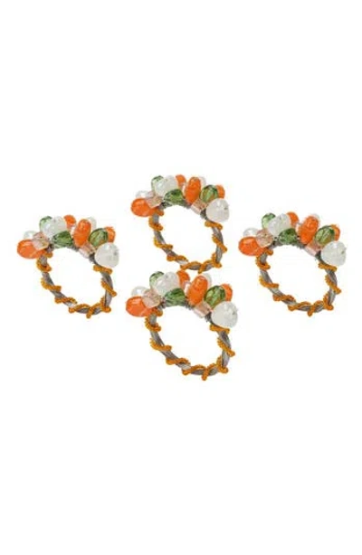 Tiramisu Artisan Agate Set Of 4 Citrus Cluster Napkin Rings In Orange