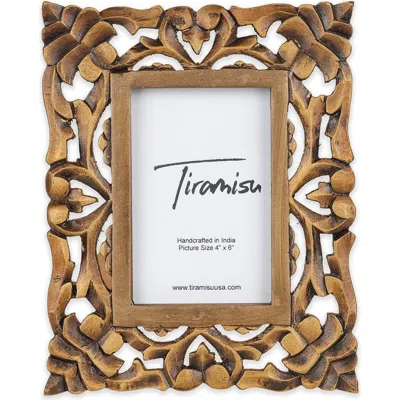 Tiramisu Artisanal Heritage Wood Carved Picture Frame In Brown