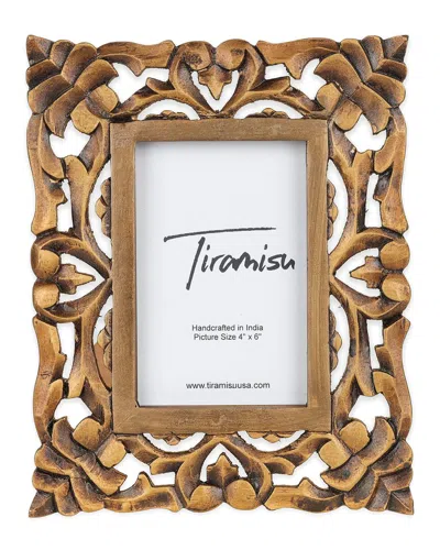 Tiramisu Artisanal Heritage Wood Carving Photo Frame In Gold