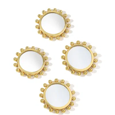 Tiramisu Astra Beaded Mirror Coasters In Gold