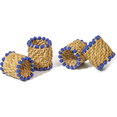 Tiramisu Azure Rattan Set Of 4 Napkin Rings In Nude