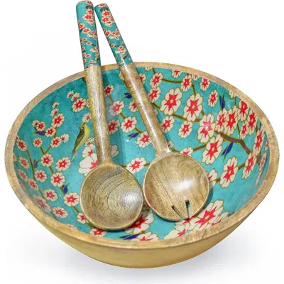 Tiramisu Blissful Blooms 3-piece Salad Set In Blue