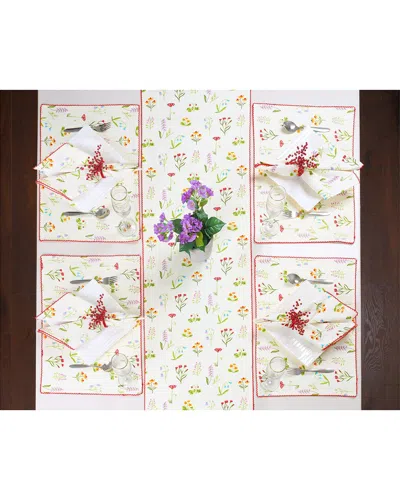 Tiramisu Block Print Table Linen Set In White