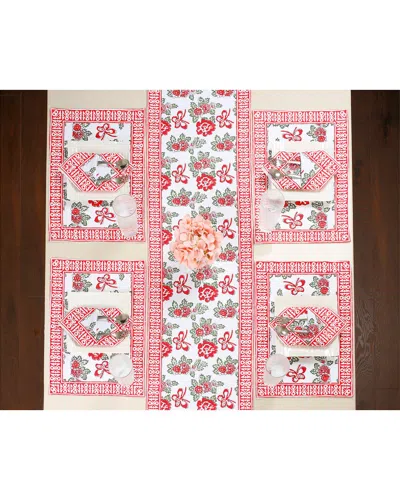 Tiramisu Block Print Table Linen Set In Pink