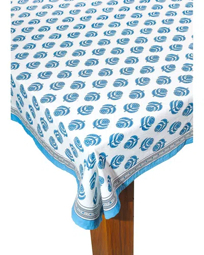 TIRAMISU TIRAMISU BLUE BLOOMS BLOCK PRINT TABLECLOTH