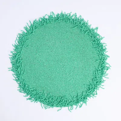 Tiramisu Blue Fringe Beaded Placemat