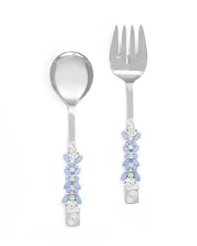 Tiramisu Blue Sparks Salad Server Set In Silver