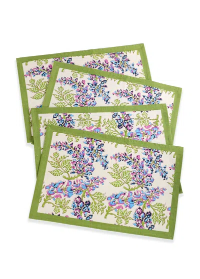 Tiramisu Bluebell Symphony Block Print Cotton Placemats