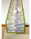 Tiramisu Bluebell Symphony Block Print Table Runner In Green