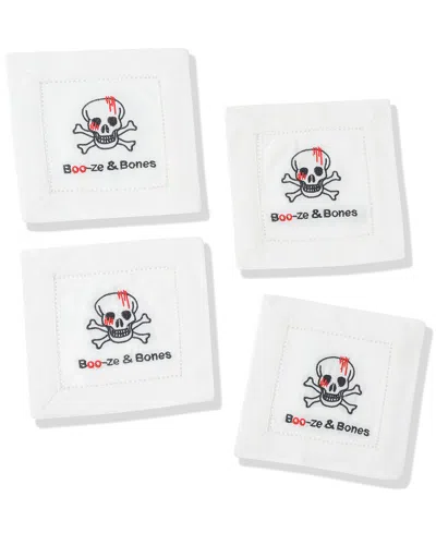Tiramisu Boo-ze & Bones Cocktail Napkins Set In White