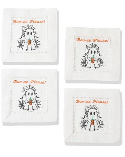 Tiramisu Boo-ze Please Cocktail Napkins Set In White