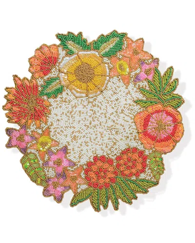 Tiramisu Botanical Crown Beaded Placemat In Multi