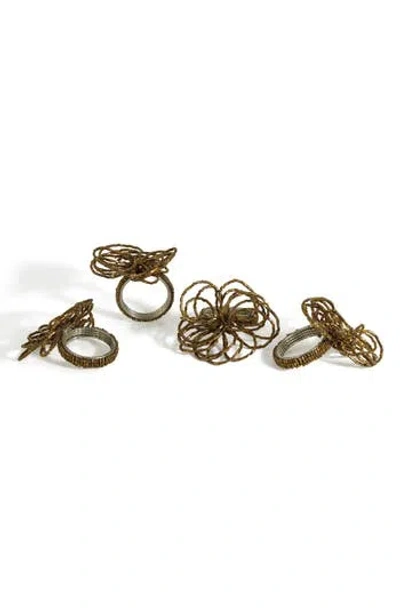 Tiramisu Bronze Elegance Beaded Set Of 4 Napkin Rings In Copper