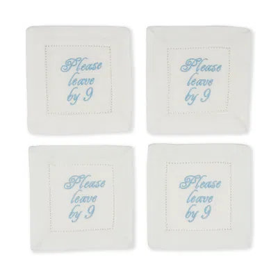 Tiramisu Bye-bye At Nine Embroidered Cocktail Napkins In White