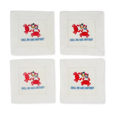 Tiramisu Carbs & Cocktails Embroidered Napkins In White