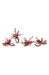 Tiramisu Cascade Set Of 4 Napkin Rings In Red