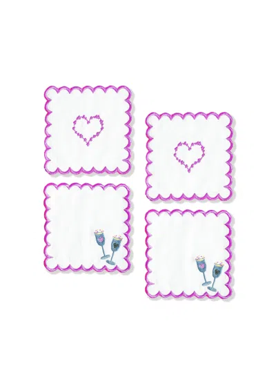 Tiramisu Set Of 4 Cheers To Love Cocktail Napkins In White