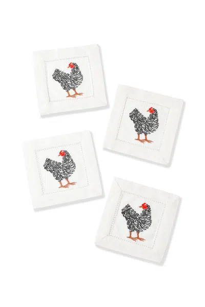 Tiramisu Set Of 4 Chic Chick Linen Cocktail Napkins In White