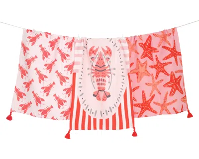 Tiramisu Coastal Lobster & Starfish Towel Set In Multi