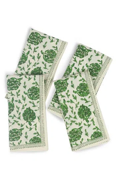 Tiramisu Cotton Set Of 4 Napkins In Green