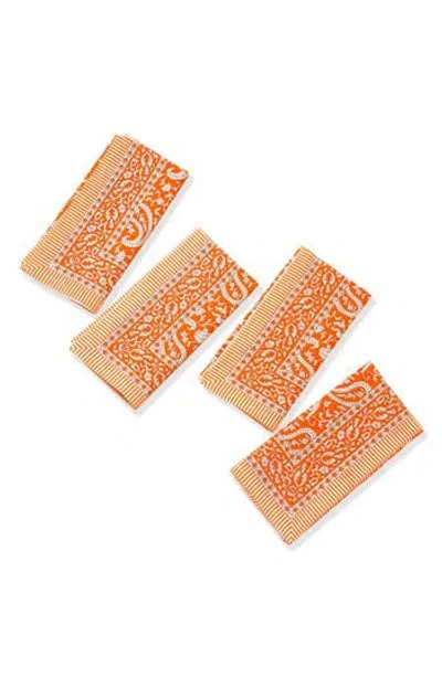 Tiramisu Cotton Set Of 4 Napkins In Orange