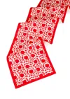 Tiramisu Crimson Bloom Block Print Cotton Table Runner In Red