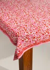 Tiramisu Crimson Infusion Block Print Cotton Tablecloth