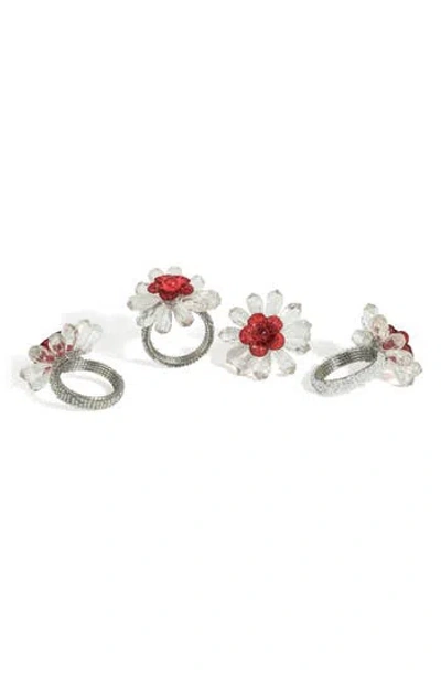 Tiramisu Crimson Radiance Set Of 4 Napkin Rings In Multi