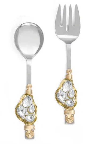 Tiramisu Cumulus Constellation Embellished 2-piece Salad Serving Set In Gold