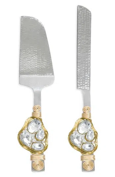 Tiramisu Cumulus Embellished Constellation 2-piece Cake Serving Set In Gold